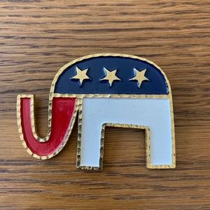 Vintage Campaign Pendant Republican Party Elephant Necklace Charm 2.5" Large GOP